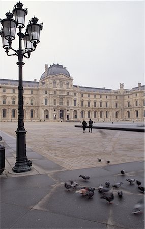 paris lighting post art - Lampposts, Courtyard and The Louvre Paris, France Stock Photo - Rights-Managed, Code: 700-00081024