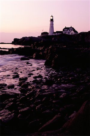 Portland Head Leuchtturm Licht bei Sonnenuntergang Cape Elizabeth, Maine, USA Stockbilder - Lizenzpflichtiges, Bildnummer: 700-00081139