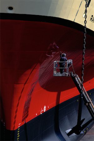 doca seca - Men Painting Ship at Thyssen Facilities, Hamburg, Germany Foto de stock - Direito Controlado, Número: 700-00081974