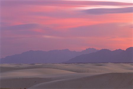 Les Dunes de sable et San Andres Mountains at Dusk White Sands National Monument New Mexico, USA Photographie de stock - Rights-Managed, Code: 700-00082362