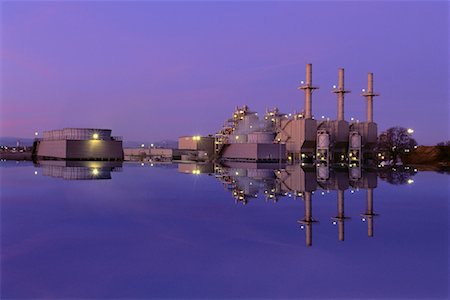 simsearch:700-00551010,k - N-Viro Facility and Reflection on Water at Dusk Anderson, California, USA Stock Photo - Rights-Managed, Code: 700-00082956