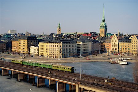Cityscape and Train on Bridge in Winter Stockholm, Sweden Stock Photo - Rights-Managed, Code: 700-00083856