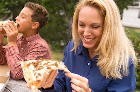 Mother and Son Eating Pizza Stock Photo - Rights-Managed, Code: 700-00094545
