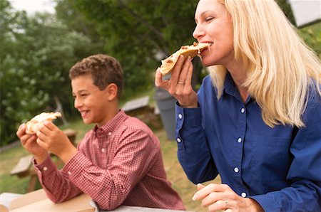 Mother and Son Eating Pizza Stock Photo - Rights-Managed, Code: 700-00094547