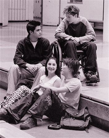 social gathering black and white picture - High School Students Talking Stock Photo - Rights-Managed, Code: 700-00096361