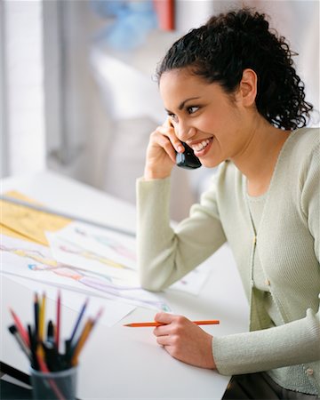 simsearch:700-00286548,k - Portrait of Woman at Drafting Table on Telephone Foto de stock - Con derechos protegidos, Código: 700-00096749