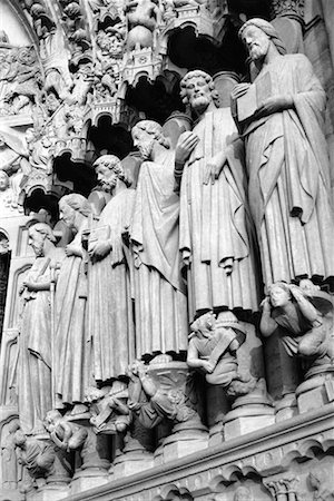 paris in black and white - Detail, Notre Dame Cathedral Paris, France Stock Photo - Rights-Managed, Code: 700-00097353