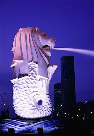 Singapour Merlion fontaine Photographie de stock - Rights-Managed, Code: 700-00097811