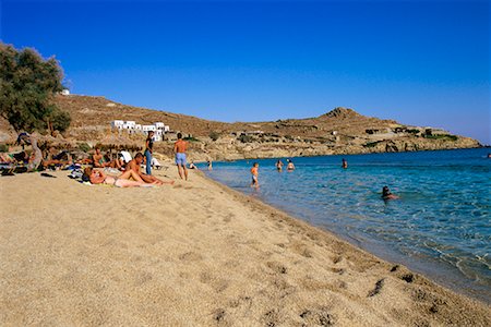 paradise beach mykonos - Paradise Beach, Mykonos, Greece Foto de stock - Con derechos protegidos, Código: 700-00097874