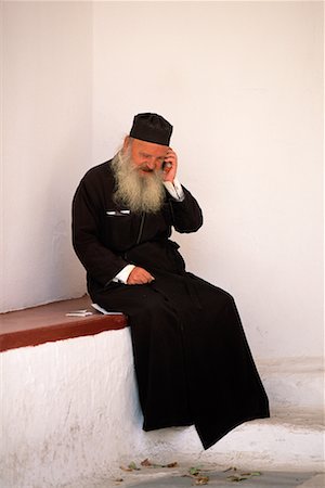 Monk at the Panagia Tourliani Monastery in Ano Mera, Mykonos, Greece Stock Photo - Rights-Managed, Code: 700-00097871