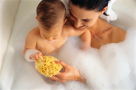 sponge bath woman - Mother and Baby in Bath Stock Photo - Rights-Managed, Code: 700-00098199