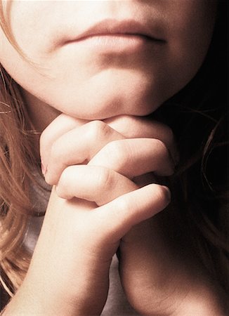 photos of little girl praying - Young Girl's Mounth and Hands Stock Photo - Rights-Managed, Code: 700-00098457