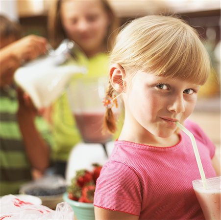 Girl Drinking Smoothie Stock Photo - Rights-Managed, Code: 700-00099401
