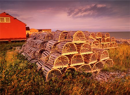 east coast fishing villages - Lobster Traps at Sally's Cove Northern Peninsula, Newfoundland Canada Stock Photo - Rights-Managed, Code: 700-00099524