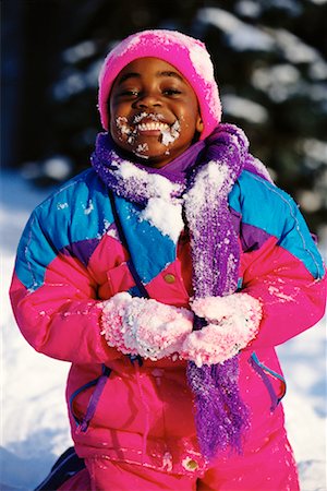 pictures of african american people in the snow - Child Playing in Snow Stock Photo - Rights-Managed, Code: 700-00091118