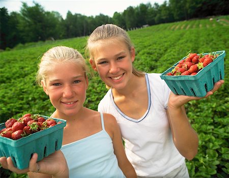 simsearch:700-00086687,k - Girls in Strawberry Field Fotografie stock - Rights-Managed, Codice: 700-00092642
