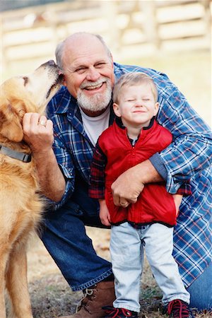 family dog grandparents parents child - Family Portrait Stock Photo - Rights-Managed, Code: 700-00156988