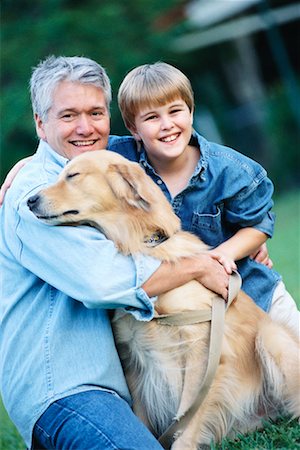 family dog grandparents parents child - Father and Son with Dog Stock Photo - Rights-Managed, Code: 700-00156995