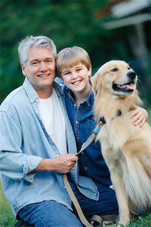 family dog grandparents parents child - Father and Son with Dog Stock Photo - Rights-Managed, Code: 700-00156996