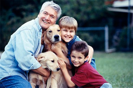 family dog grandparents parents child - Family Portrait with Dogs Stock Photo - Rights-Managed, Code: 700-00157002