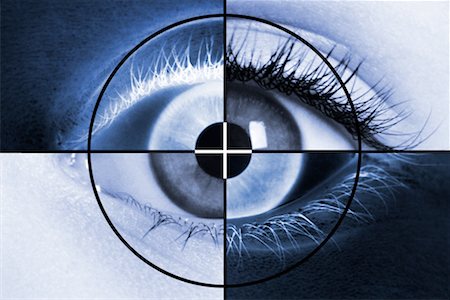 reticolo filare - Close-Up of Eyeball in Negative/ Positive Quadrants Fotografie stock - Rights-Managed, Codice: 700-00158234