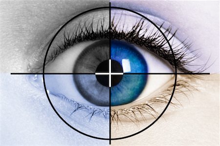 Close-Up of Eyeball in Colour Quadrants Stock Photo - Rights-Managed, Code: 700-00158236
