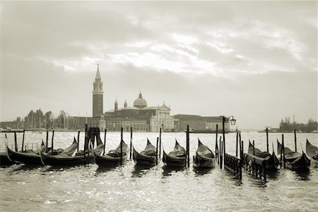 europe gondola black and white - Gondolas, Venice, Italy Stock Photo - Rights-Managed, Code: 700-00158699