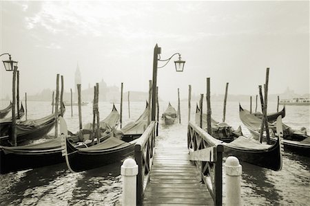 europe gondola black and white - Gondolas, Venice, Italy Stock Photo - Rights-Managed, Code: 700-00158700