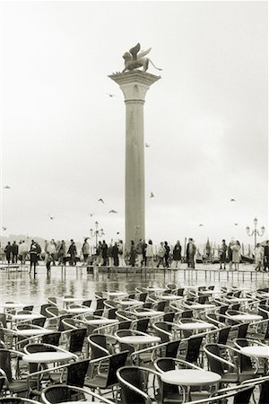 rainy italy - Cafe Chairs and Walkway in Venice in Rain Stock Photo - Rights-Managed, Code: 700-00158952