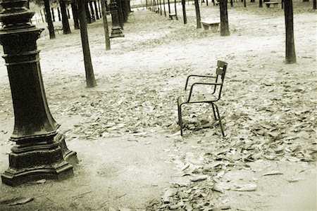 paris sepia - Chair in Jardin des Tuileries in Autumn Stock Photo - Rights-Managed, Code: 700-00158966