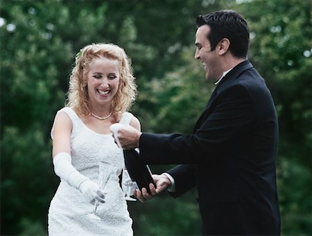 popping champagne cork - Bride and Groom Toasting Stock Photo - Rights-Managed, Code: 700-00159906