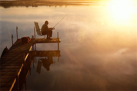 silhouette people sitting on a dock - Gone Fishing Stock Photo - Rights-Managed, Code: 700-00150645