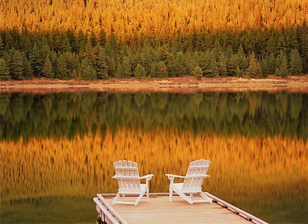 empty chair on dock - Dock on Maligne Lake Jasper National Park Alberta, Canada Stock Photo - Rights-Managed, Code: 700-00150994