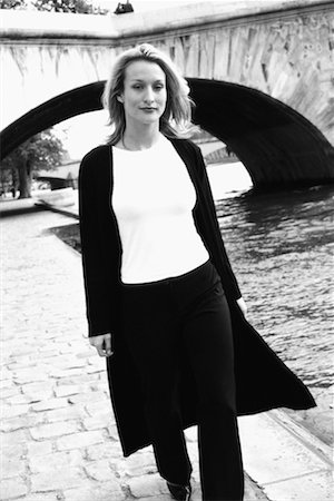 paris people arch - Woman Walking By River Stock Photo - Rights-Managed, Code: 700-00151170