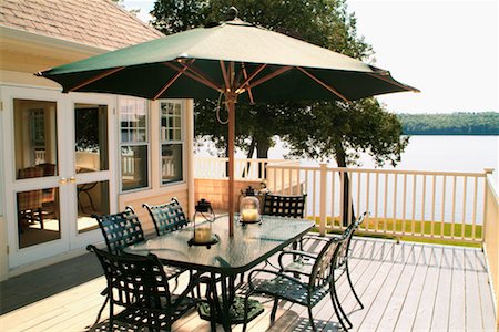 deck lake nobody - Patio Furniture on Deck Stock Photo - Rights-Managed, Code: 700-00152969