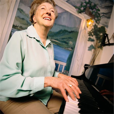 senior woman piano - Woman Playing Piano Stock Photo - Rights-Managed, Code: 700-00165257
