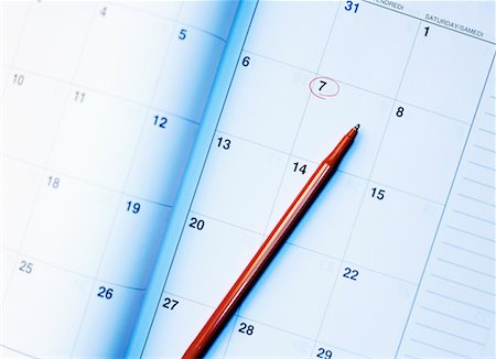 day of the week circled - Agenda and Pen Stock Photo - Rights-Managed, Code: 700-00165679