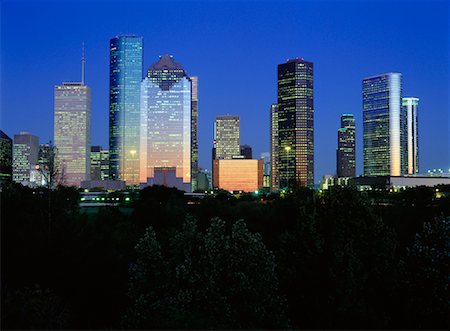 Houston Skyline à nuit Houston, Texas, USA Photographie de stock - Rights-Managed, Code: 700-00165805