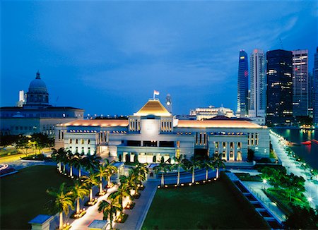 singapore building in the evening - Parliament Building at Dusk Singapore Stock Photo - Rights-Managed, Code: 700-00166381