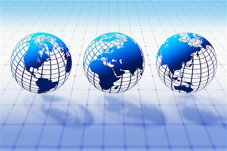 simsearch:700-00028238,k - Three Wireframe Globes Stock Photo - Rights-Managed, Code: 700-00166570