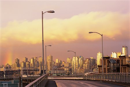 rainbow, road - Vancouver Skyline from Fir Street British Columbia, Canada Stock Photo - Rights-Managed, Code: 700-00167772