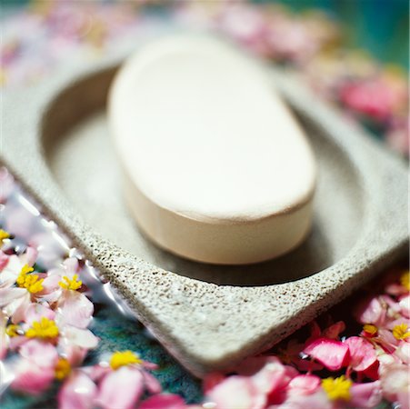 spa icon - Soap in Dish with Blossoms Stock Photo - Rights-Managed, Code: 700-00167996