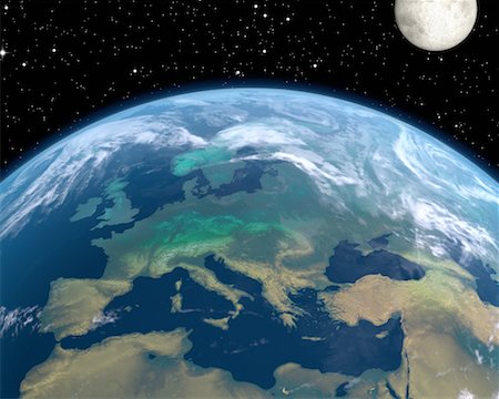 picture of the full moon and starry sky - Europe from Outer Space Foto de stock - Con derechos protegidos, Código: 700-00168270