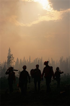 forest fire silhouette - Forest Fire Fighters Stock Photo - Rights-Managed, Code: 700-00169013