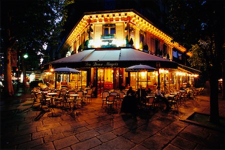 paris cafe at night - Les Deux Magots Paris, France Stock Photo - Rights-Managed, Code: 700-00169480