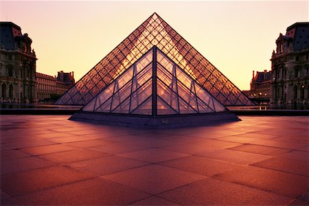 pyramid glass ceilings - The Louvre at Sunset Paris, France Stock Photo - Rights-Managed, Code: 700-00169506