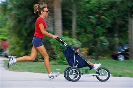 running, stroller - Woman Jogging with Baby Stock Photo - Rights-Managed, Code: 700-00160319