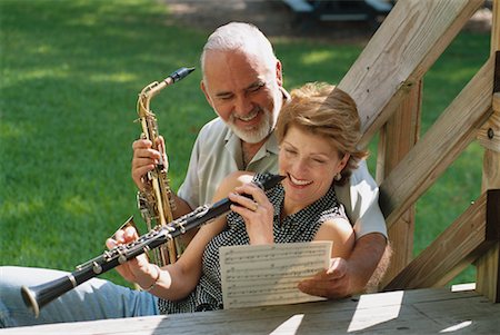 sax man with women - Couple with Musical Instruments Stock Photo - Rights-Managed, Code: 700-00160859
