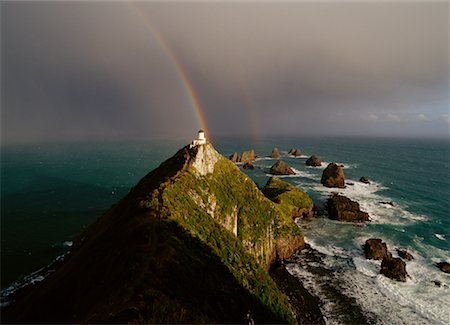 stormy weather rainbow - Rainbow at Nugget Point Otago, New Zealand Stock Photo - Rights-Managed, Code: 700-00161826