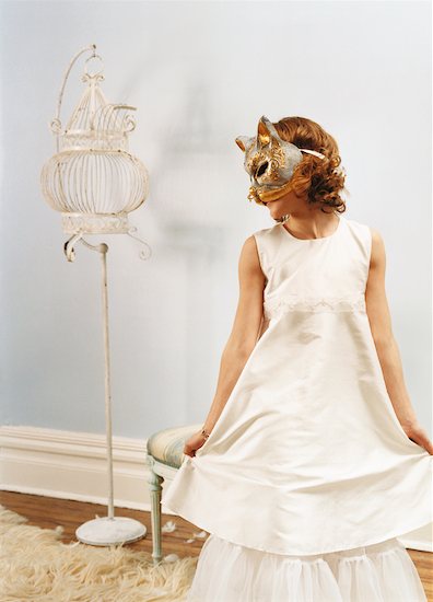 Girl Wearing Cat Mask Stock Photo - Premium Rights-Managed, Artist: Janet Bailey, Image code: 700-00162459